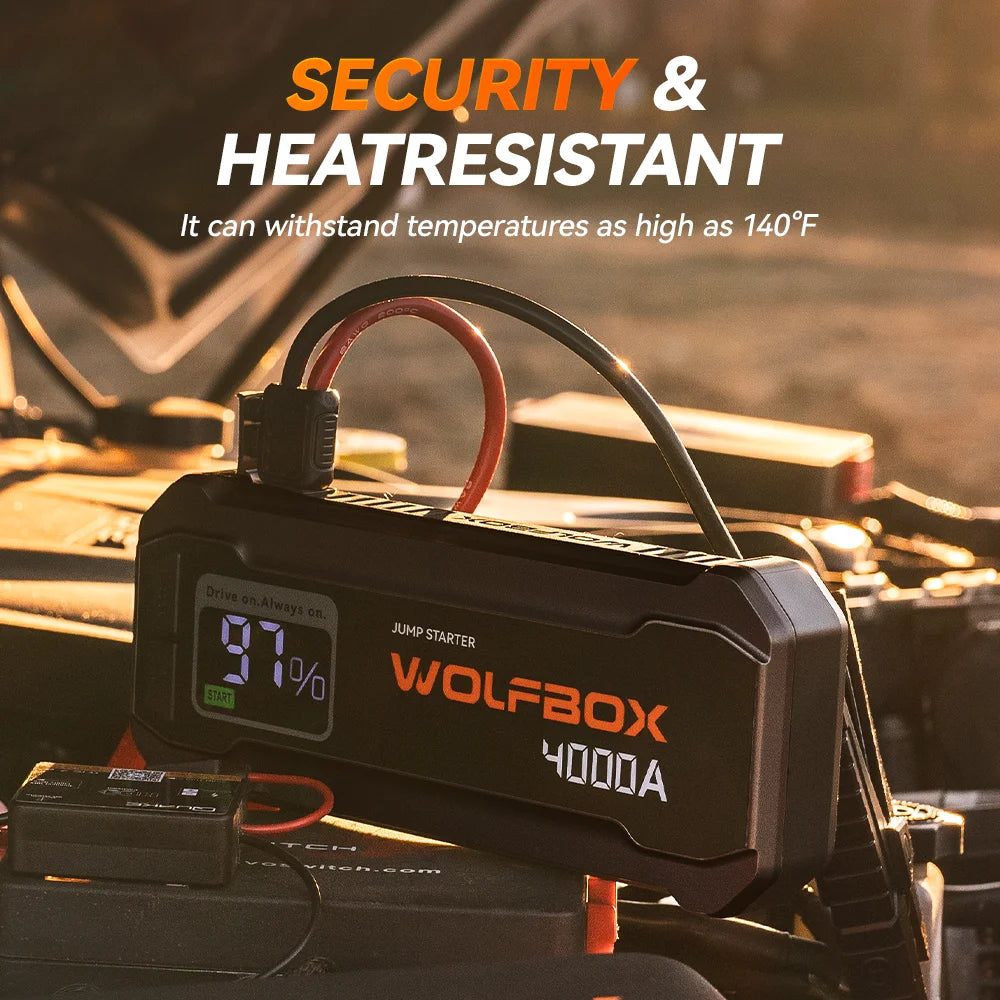WOLFBOX JS24 4000A Portable Jump Starter Battery Pack Power Bank
