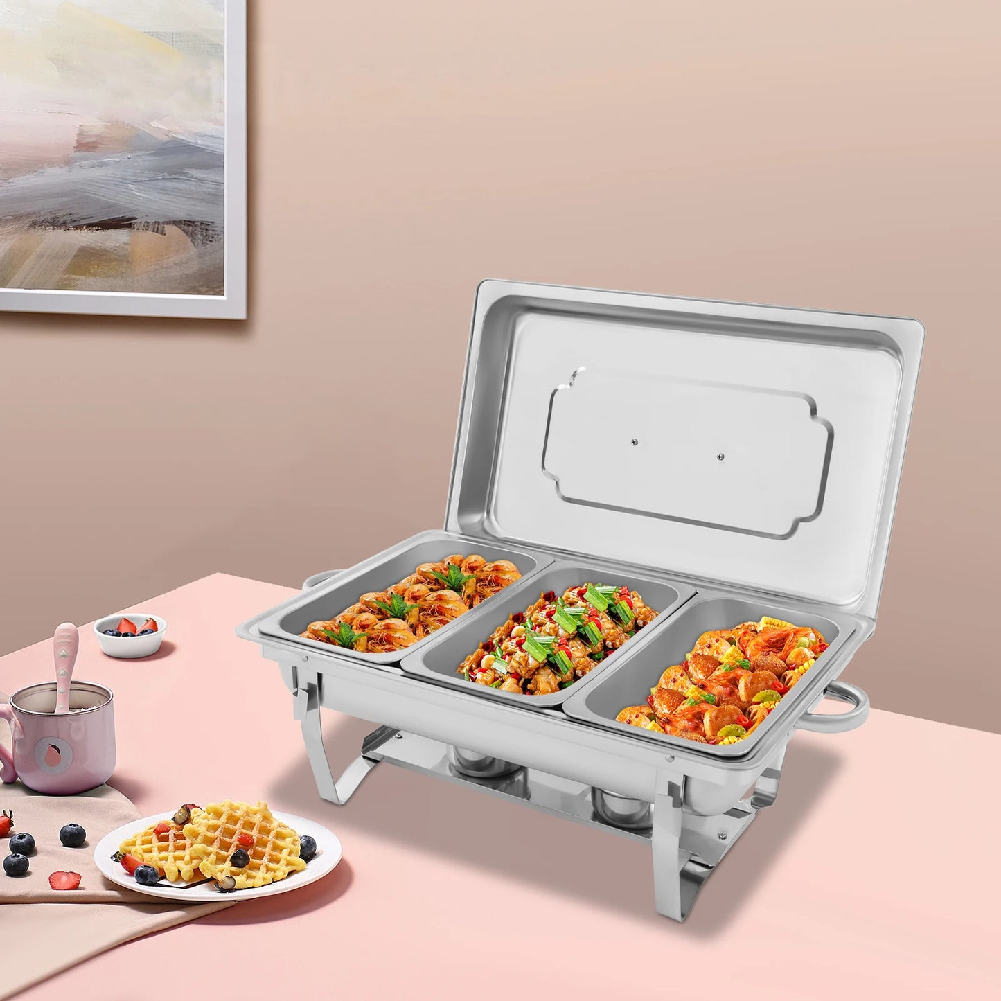 3-Compartment 410 Stainless Steel Chafing Dish