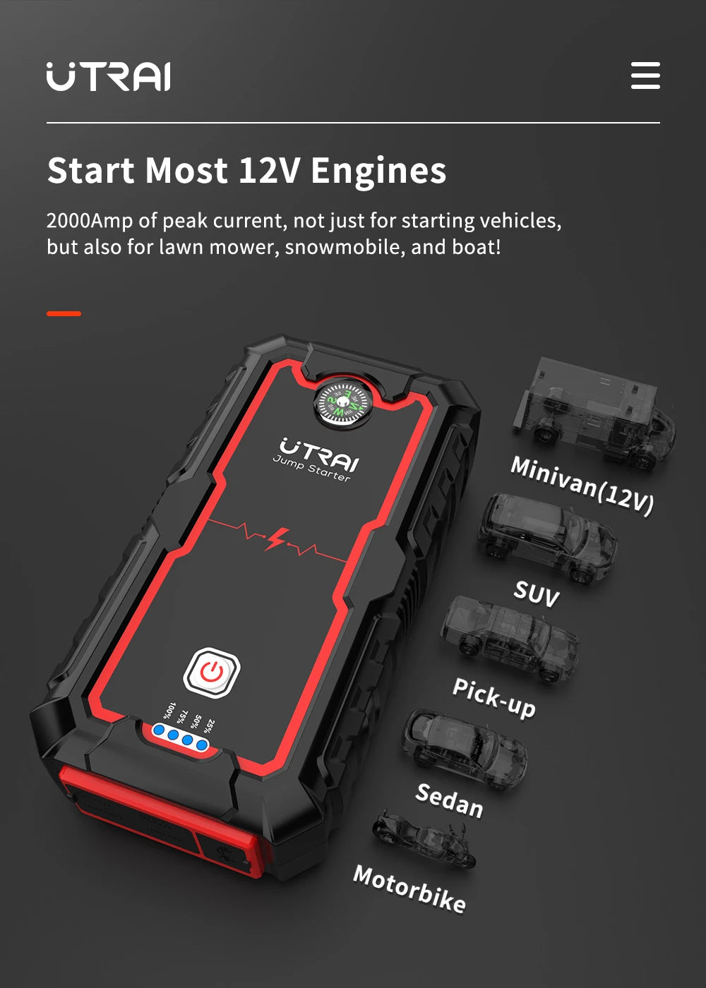 UTRAI 2000A Car Jump Starter Power Bank