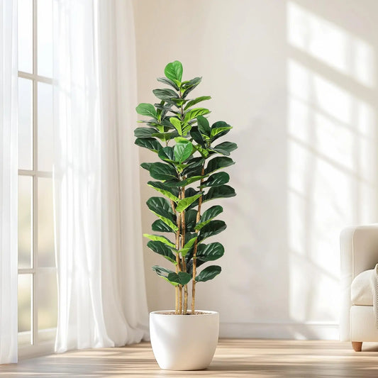 5 or 7FT Artificial Fiddle Leaf Fig Tree with Pot