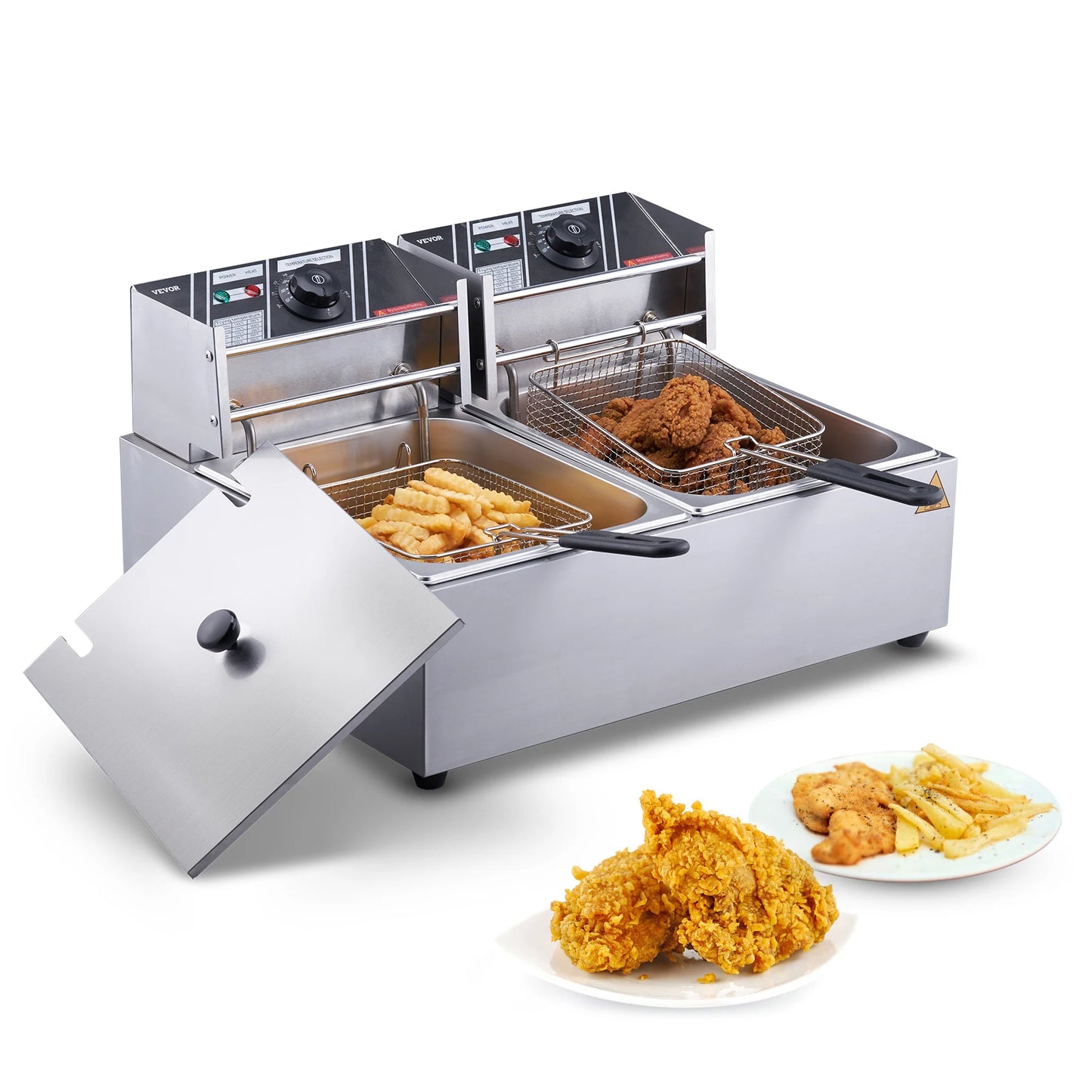 SucceBuy  Electric Deep Fryer w/Dual Removable Tanks