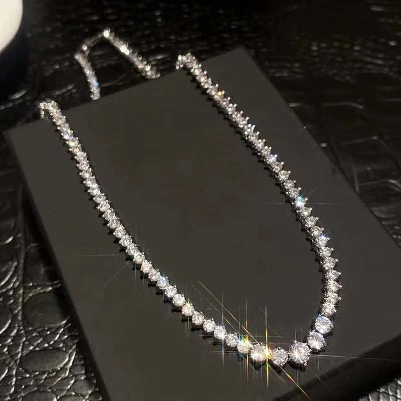 New S925 Silver Moissanite Collarbone Necklace