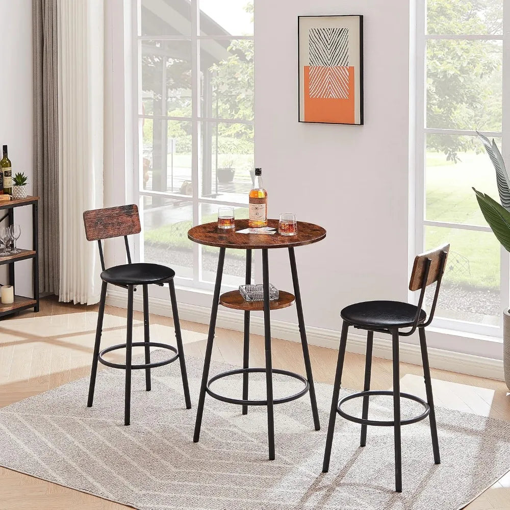 2-Seat Bar Table Set with Stools