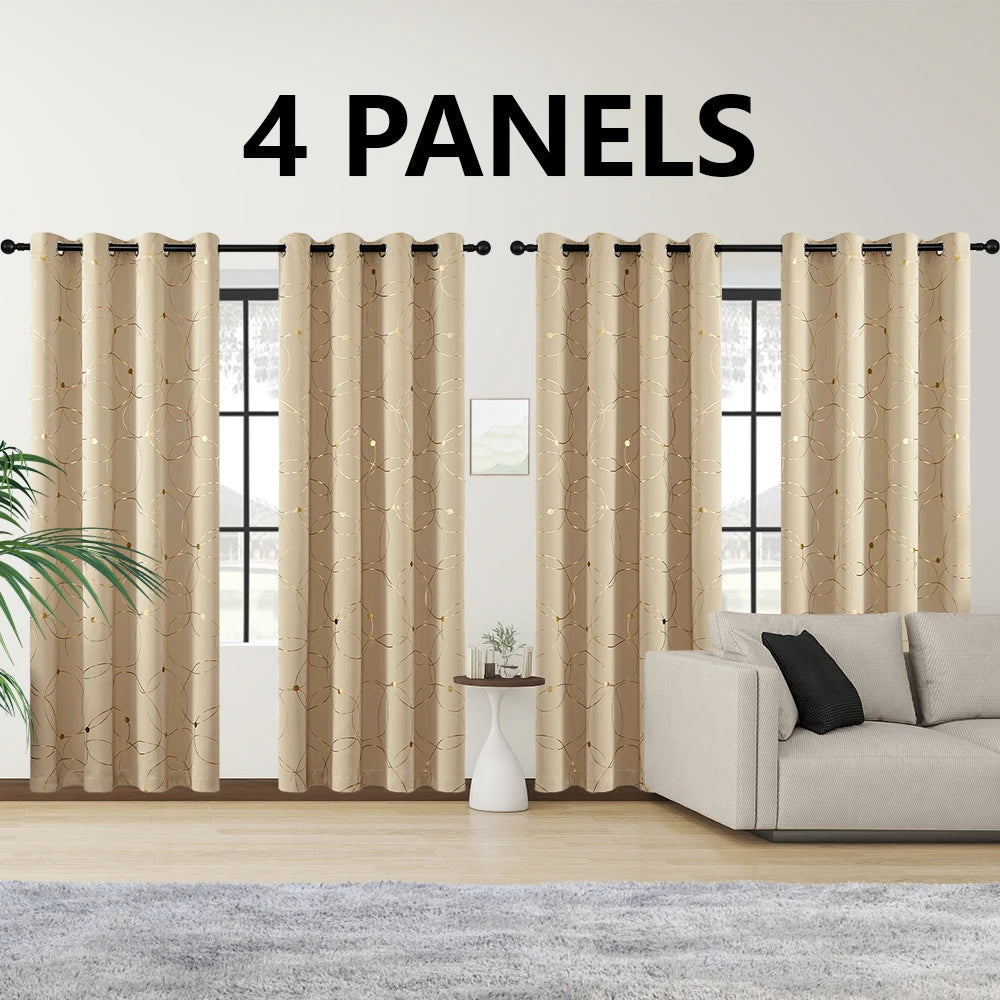 4 Piece Grommet Thermal Blackout Curtains