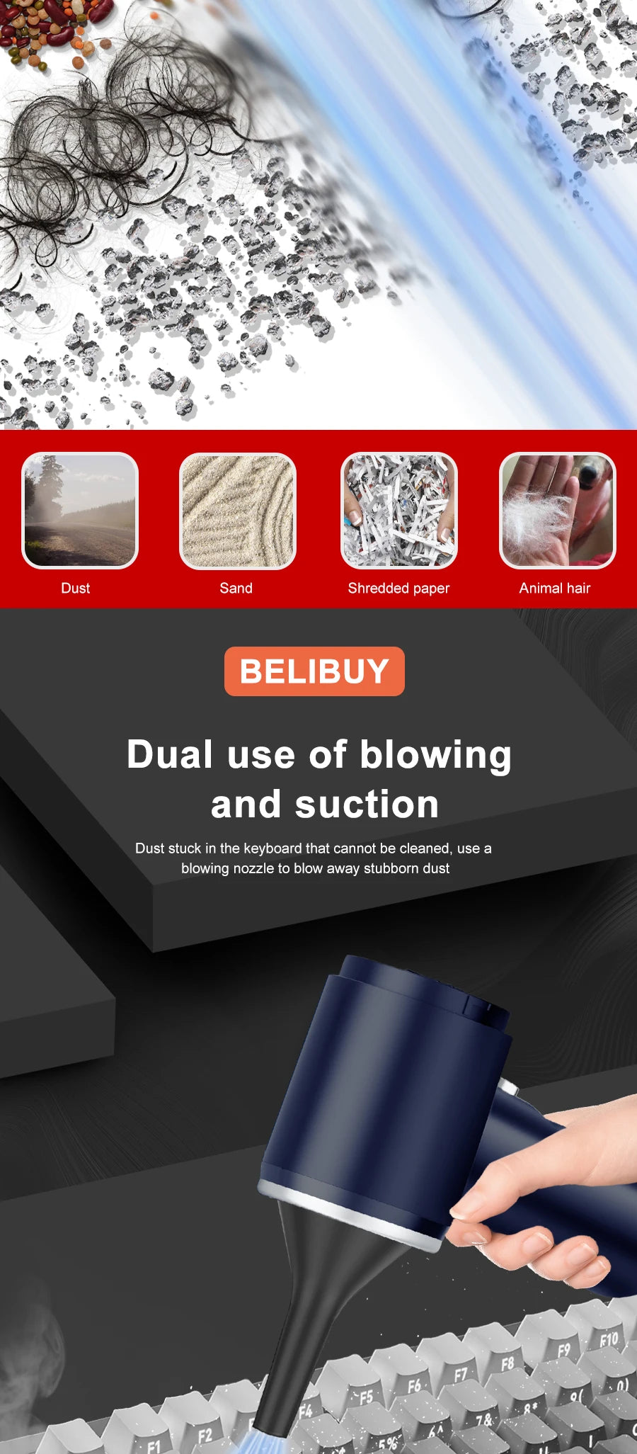 BELIBUY High Power Portable Vacuum Cleaner