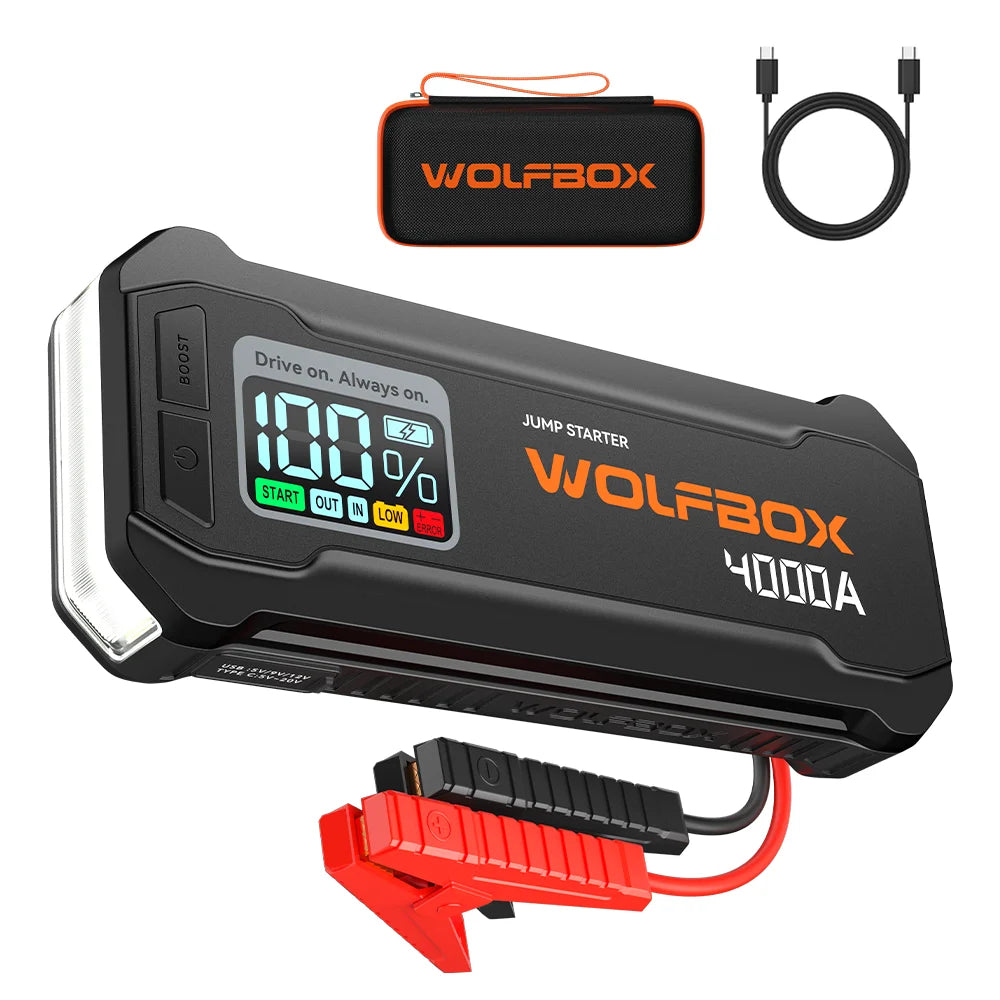 WOLFBOX JS24 4000A Portable Jump Starter Battery Pack Power Bank