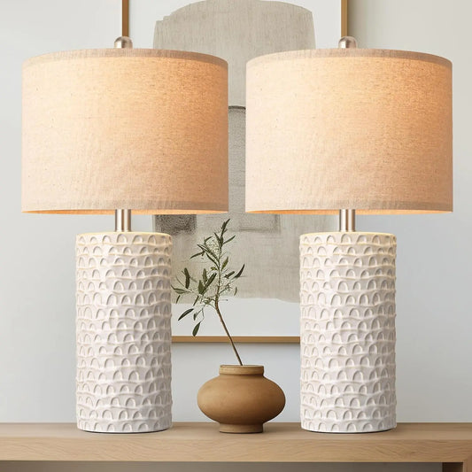 Modern Ceramic Table Lamp Set of 2 for Living Room and Bedroom Decor