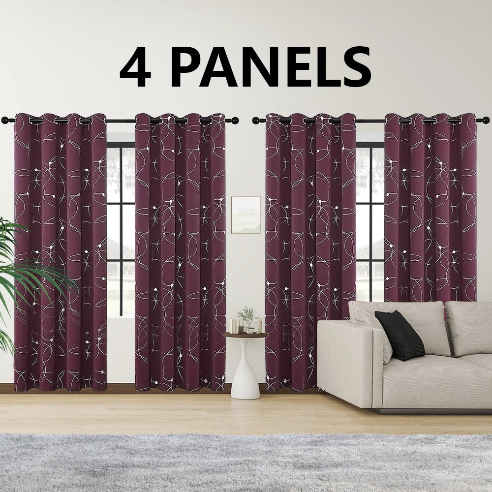 4 Piece Grommet Thermal Blackout Curtains