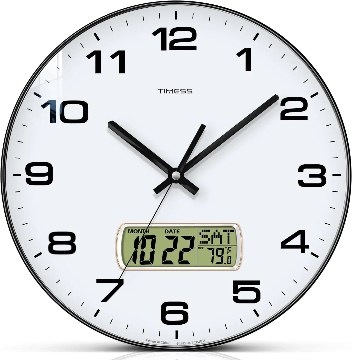 TIMESS Calendar Wall Clock 3 Sizes 4 Colors