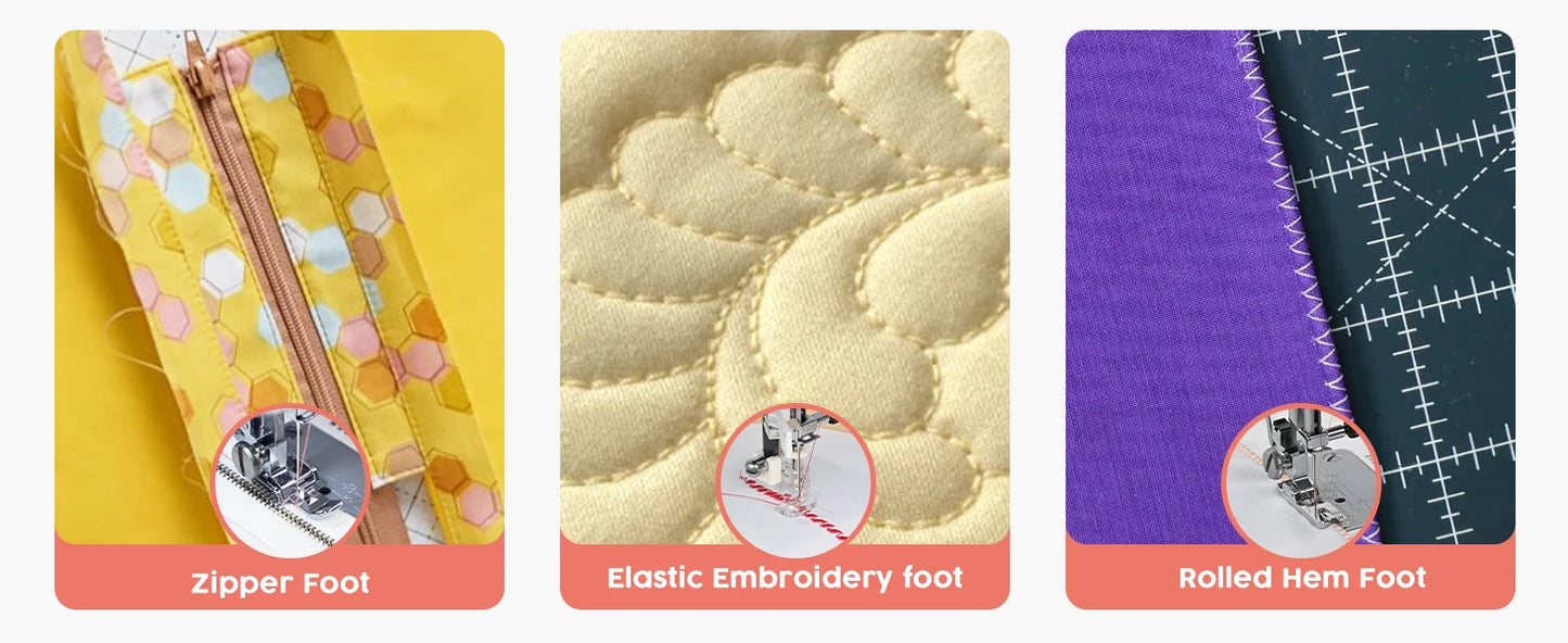 POOLIN EOC02 Computerized Sewing Machine, Heavy Duty Home Use with 200 Built-in Stitches & Portable Handle