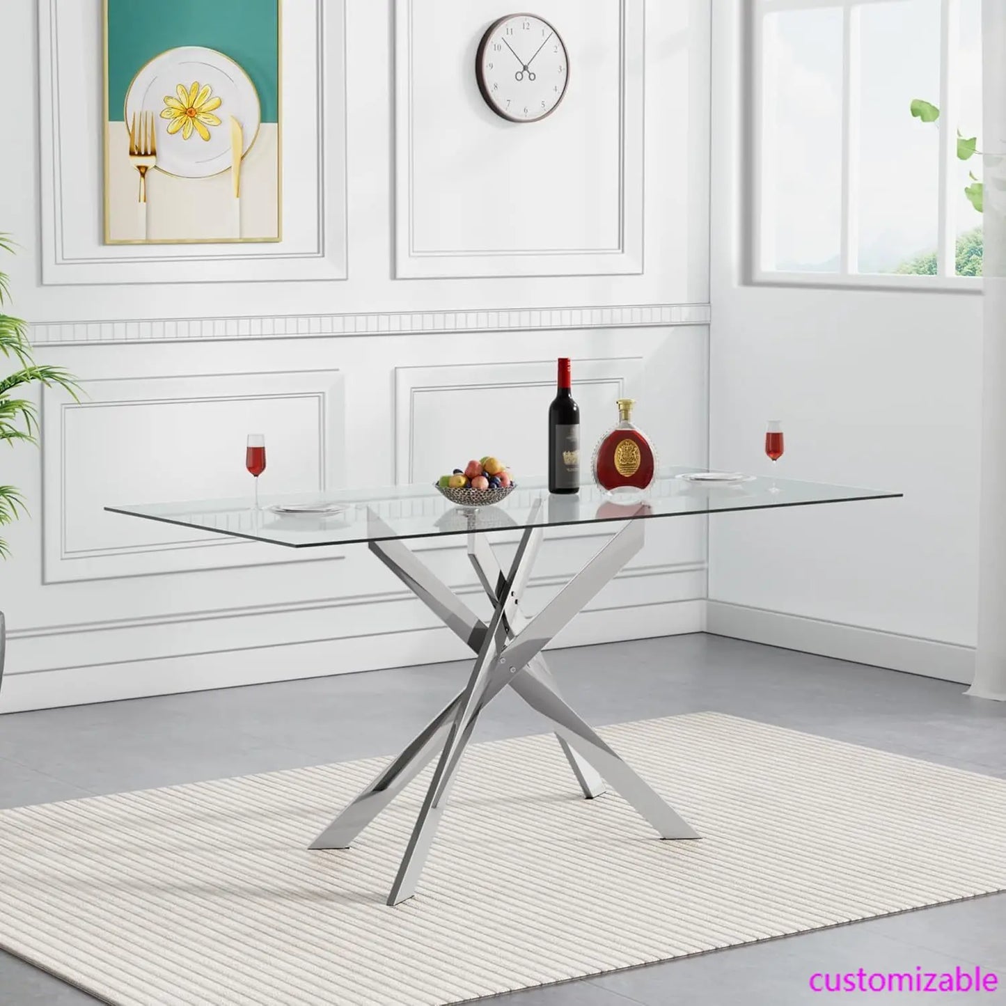Rectangle Glass Dining Table