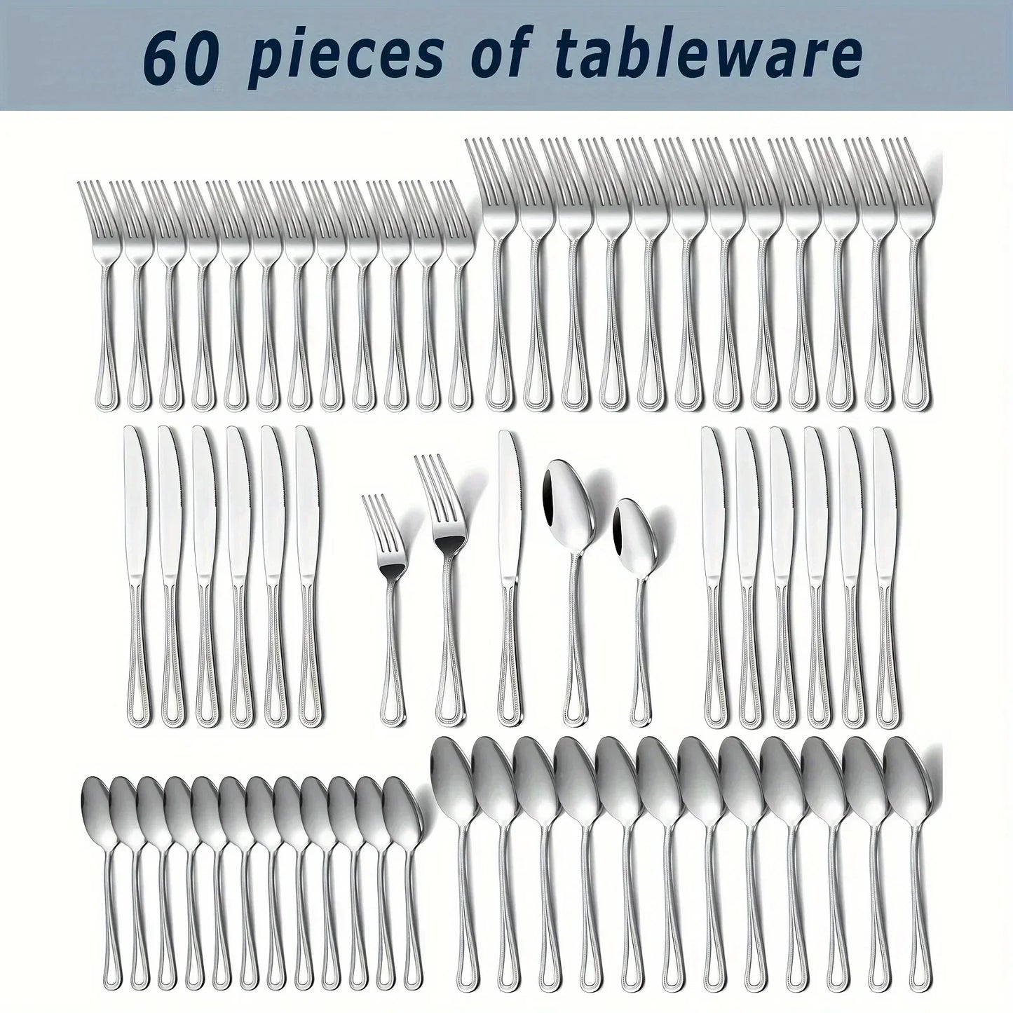 60 Piece Stainless Steel Cutlery Set