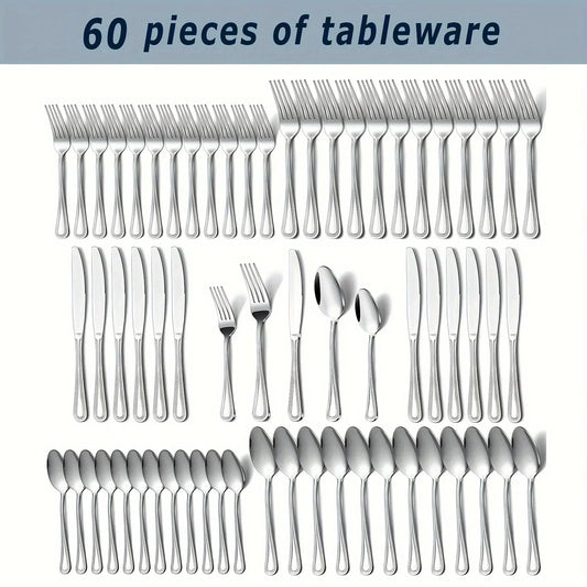 60 Piece Stainless Steel Cutlery Set