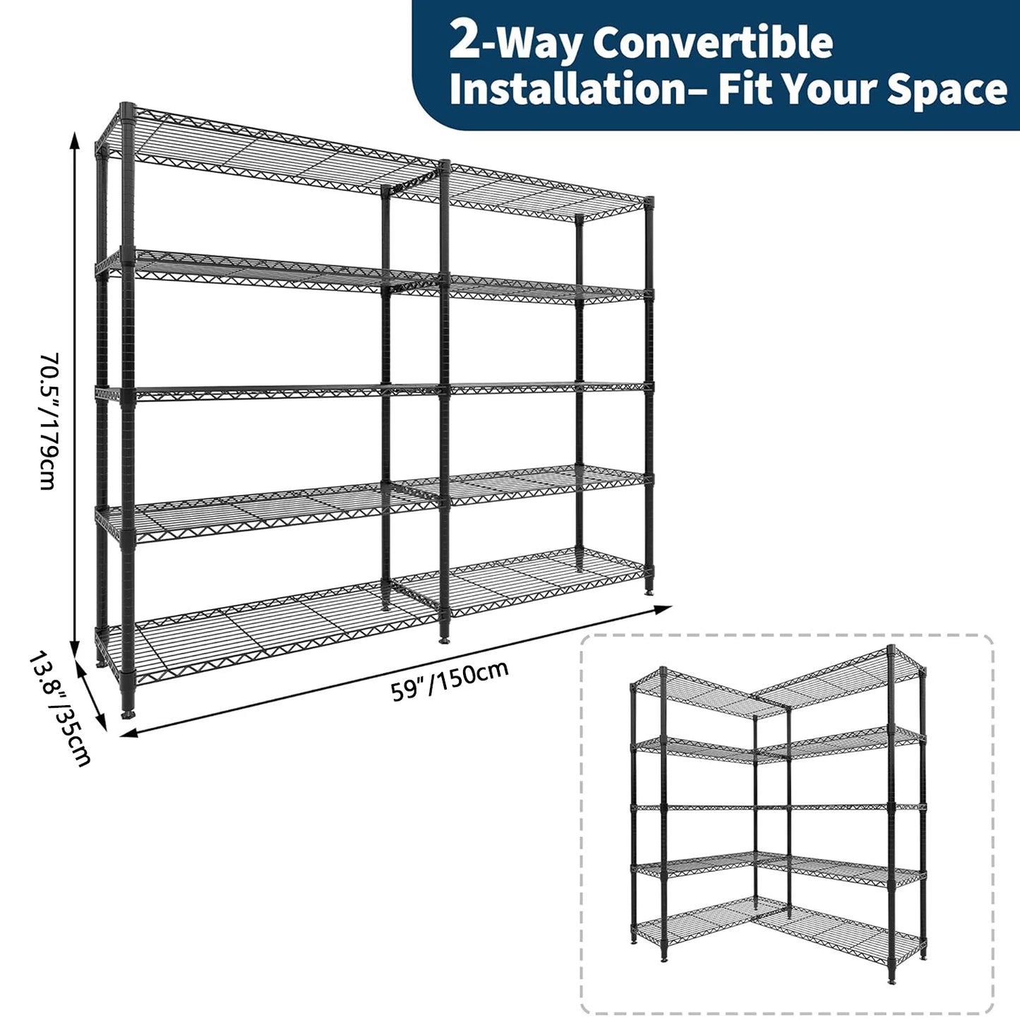 Heavy Duty Metal Pantry Storage Shelves 4 or 5 Tiers