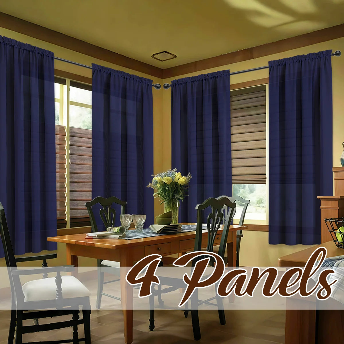 4 Panels Light Filtering Rod Pocke Soft Touch Curtains