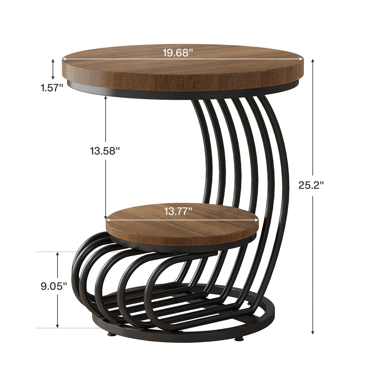 Tribesigns Gold Round End Table: 2 Tiers Faux Marble