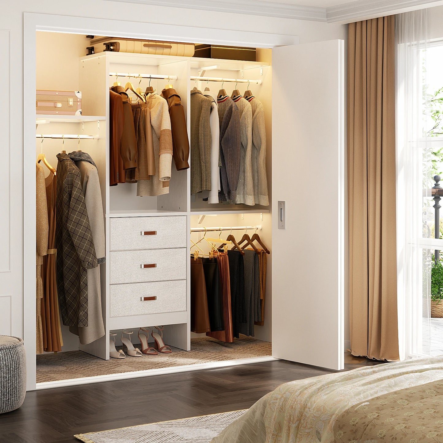 5FT Small Closet System with Drawers and Adjustable Shelves