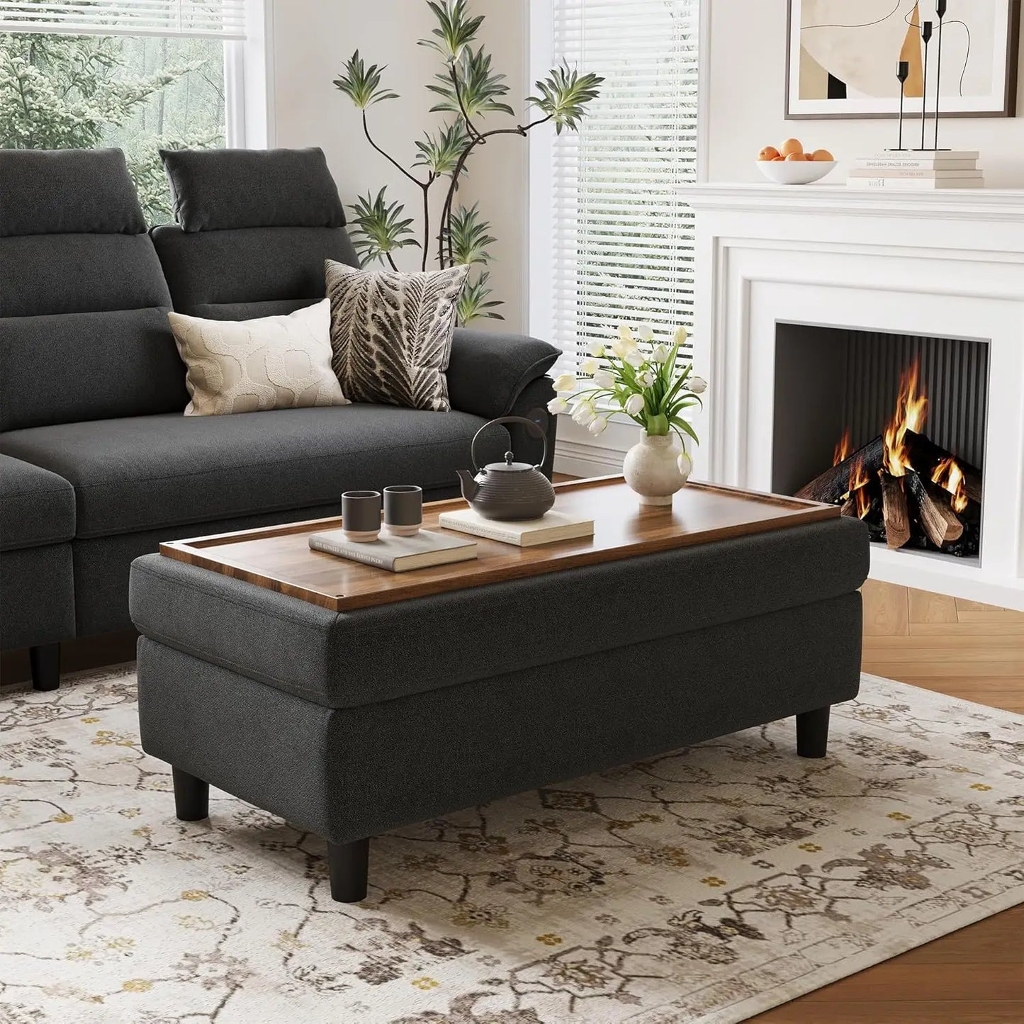 46 Inches Wide Storage Ottoman Bench