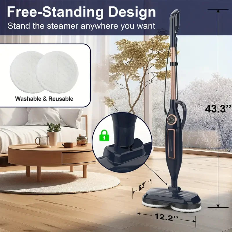 1300W Steam Mop Cleaner with Rotating Mop Pad