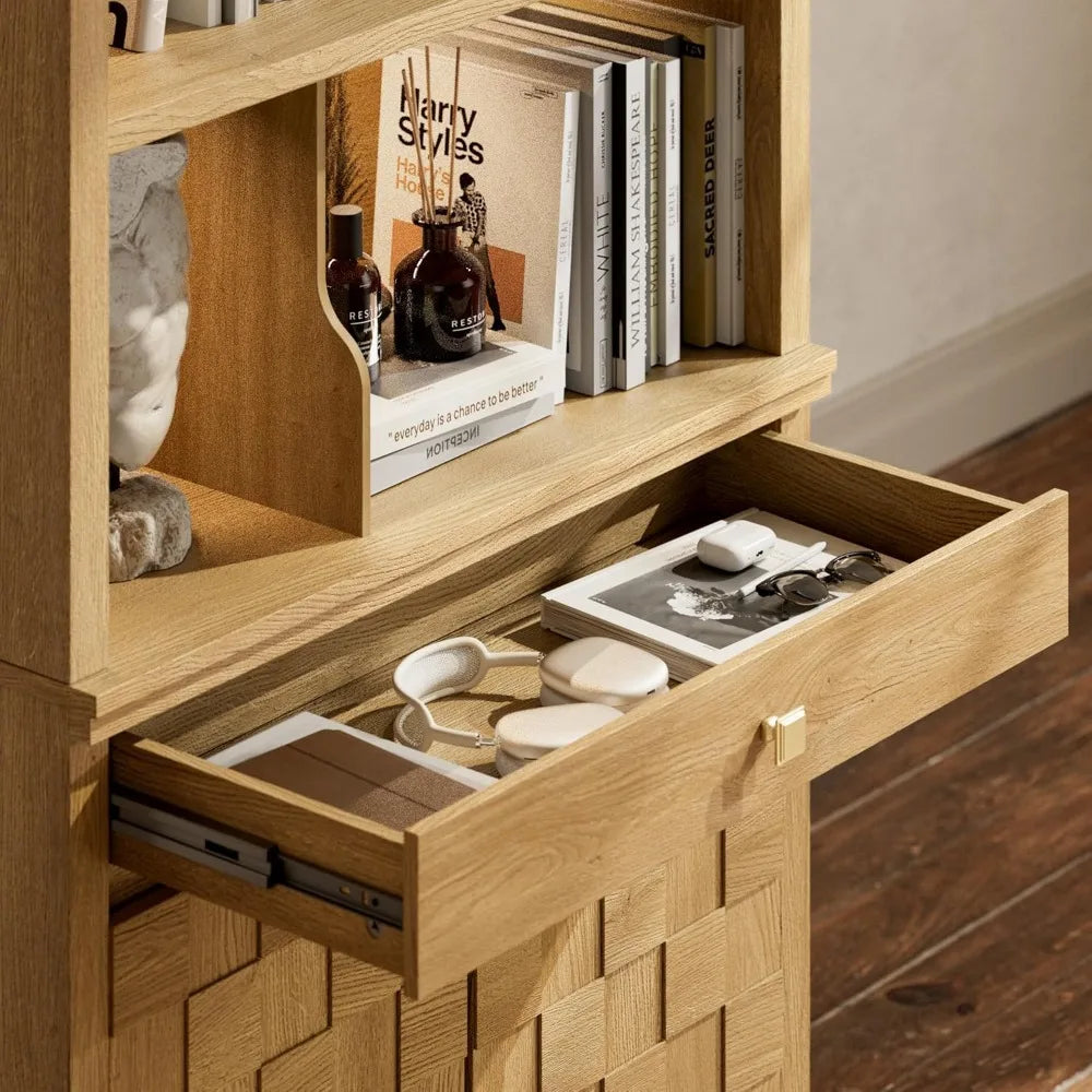 72.2" Fluted Bookcase with LED Light