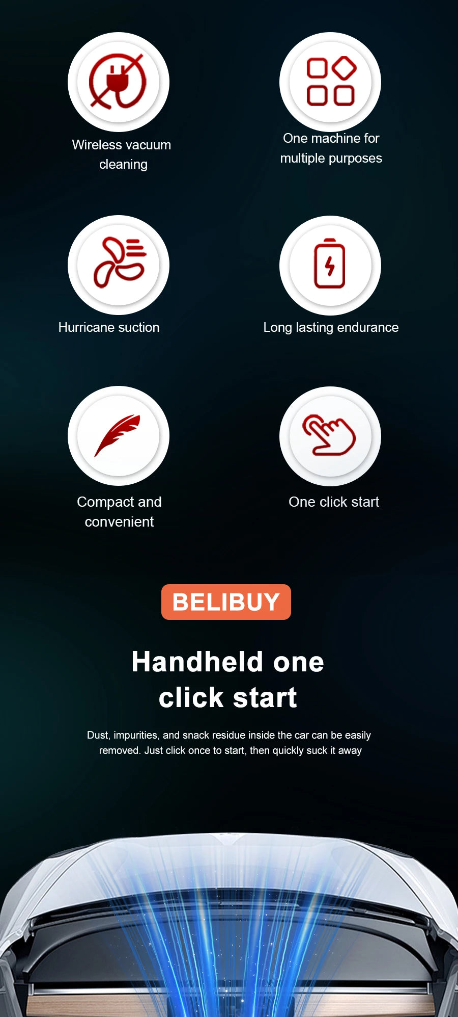 BELIBUY High Power Portable Vacuum Cleaner