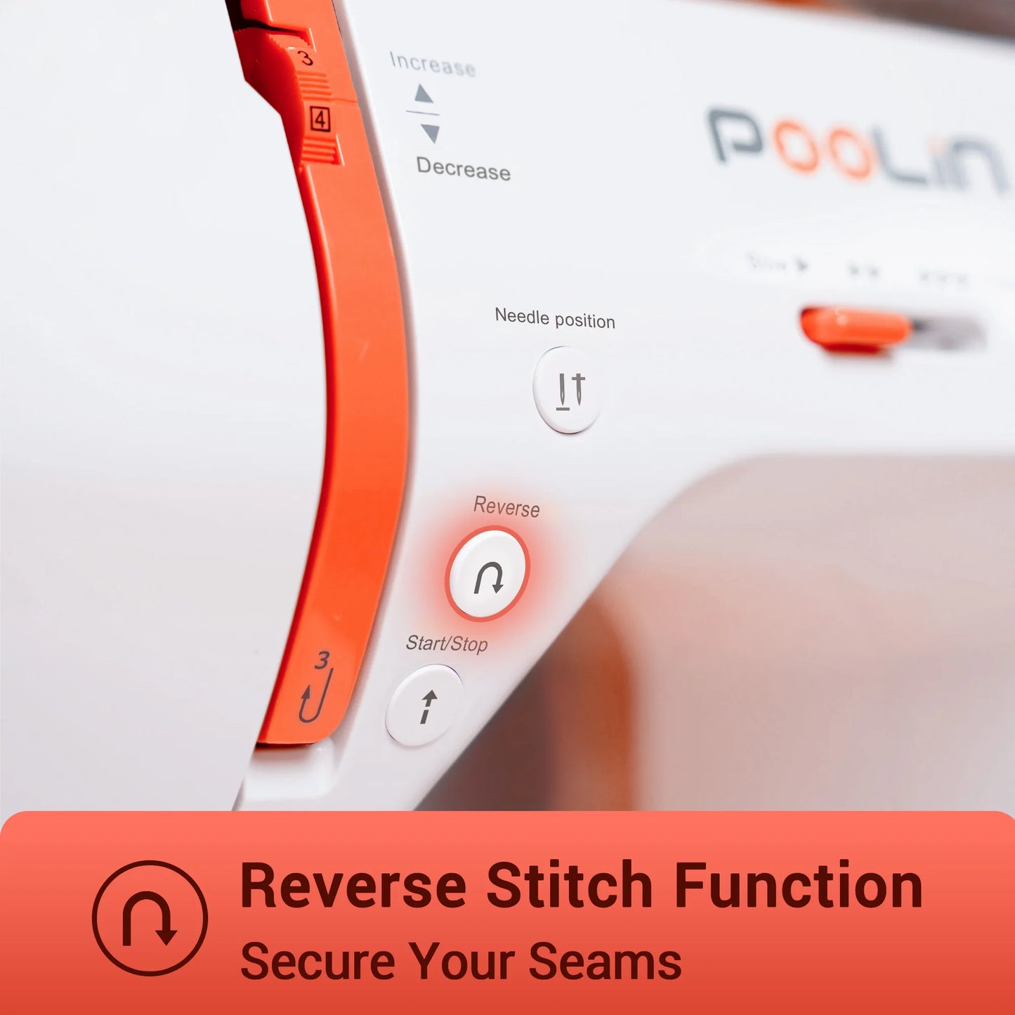 POOLIN EOC02 Computerized Sewing Machine, Heavy Duty Home Use with 200 Built-in Stitches & Portable Handle