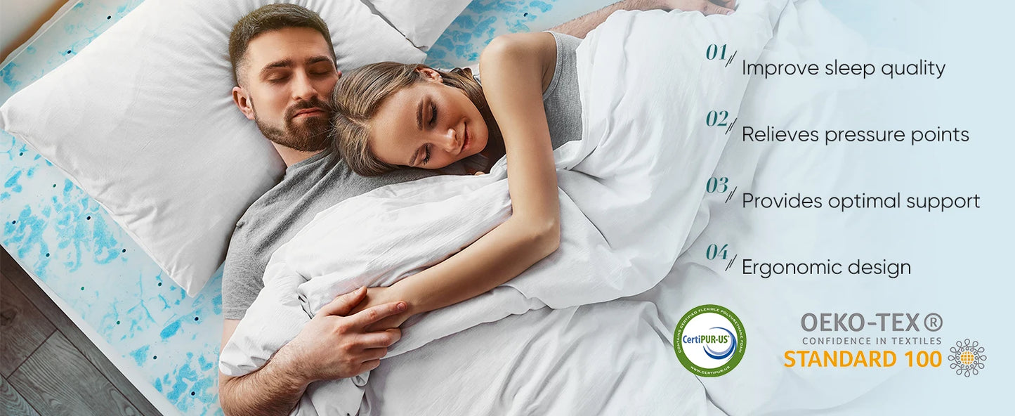 JHK 2 or 3 Inch Gel Memory Foam Cooling Mattress Topper