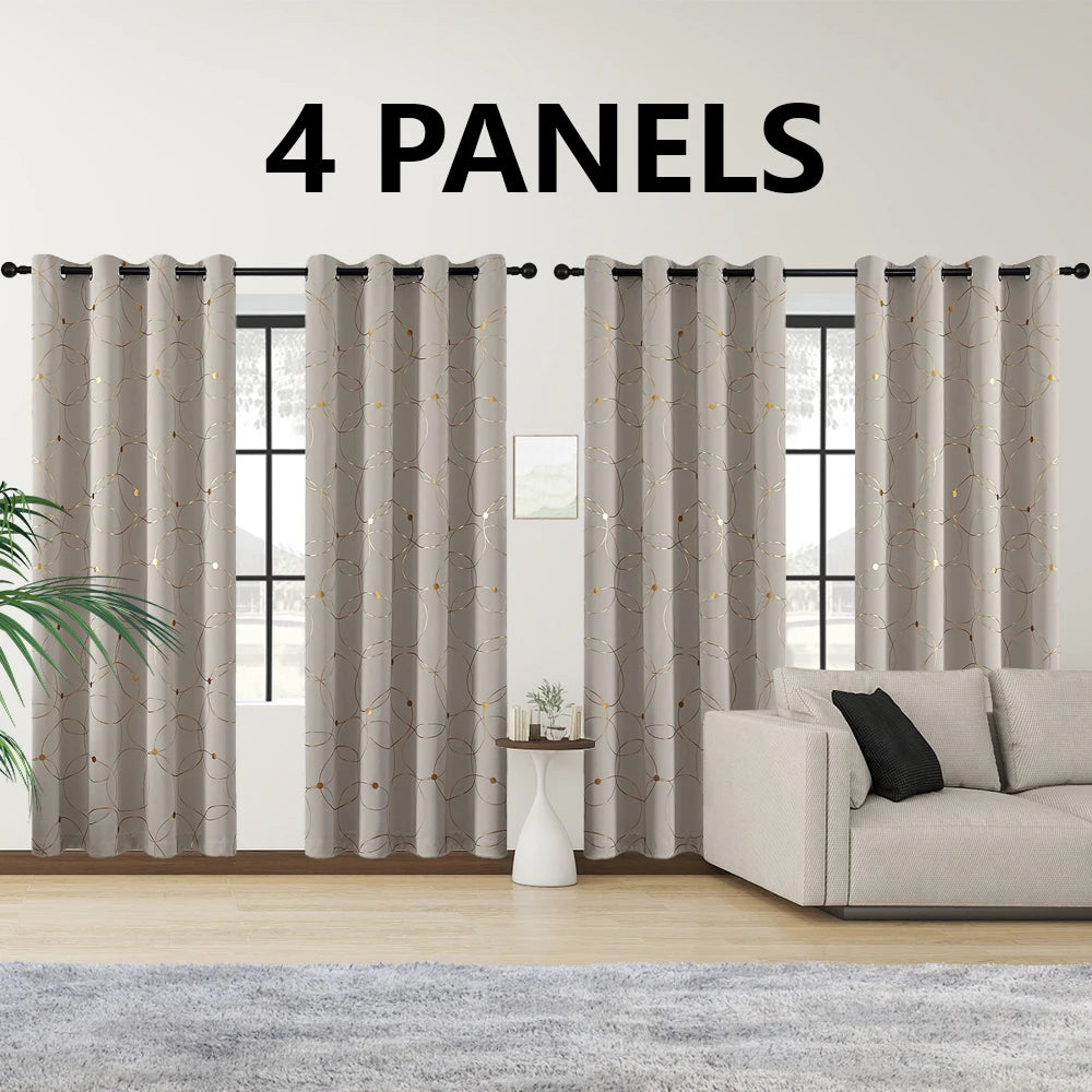 4 Piece Grommet Thermal Blackout Curtains