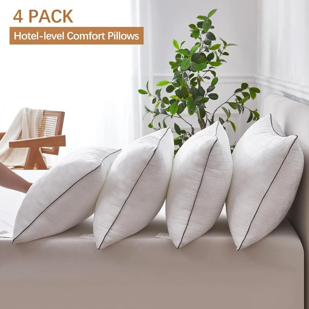 Set of 4 King Size Seersucker Bed Pillows