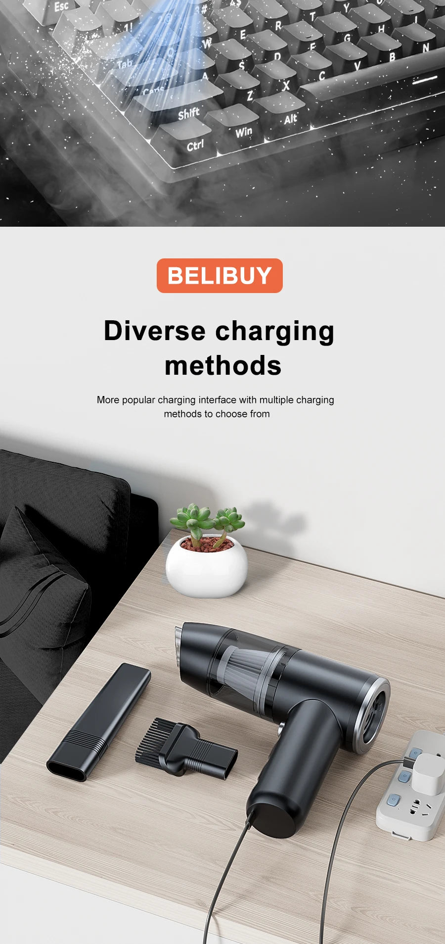 BELIBUY High Power Portable Vacuum Cleaner