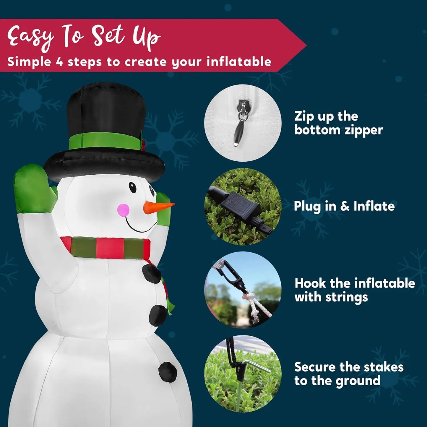 6 FT Tall Christmas Inflatable Snowman with Built-in LEDs