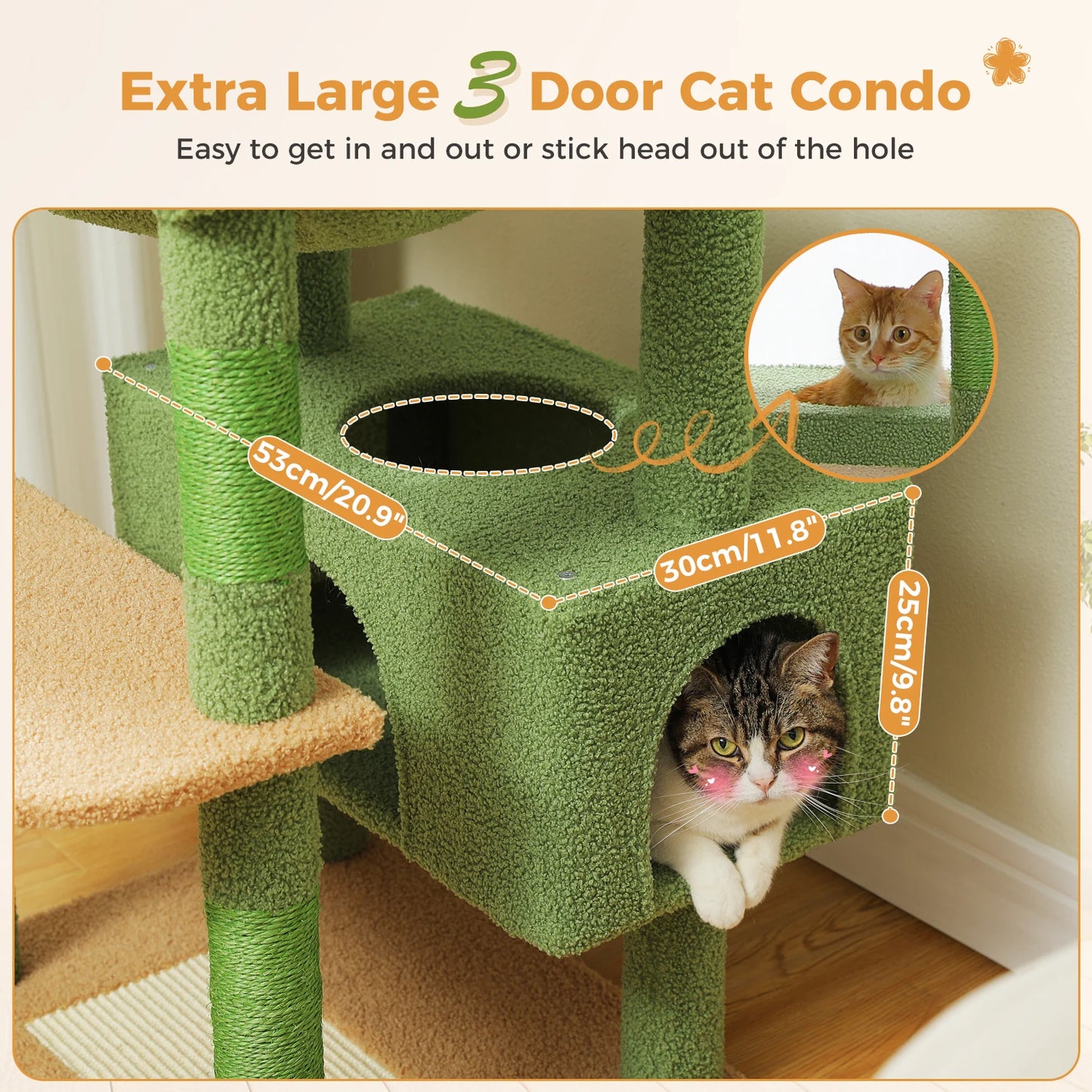 Multi-Level Cat Tower with Scratching Posts, Hammock and Cat Condo