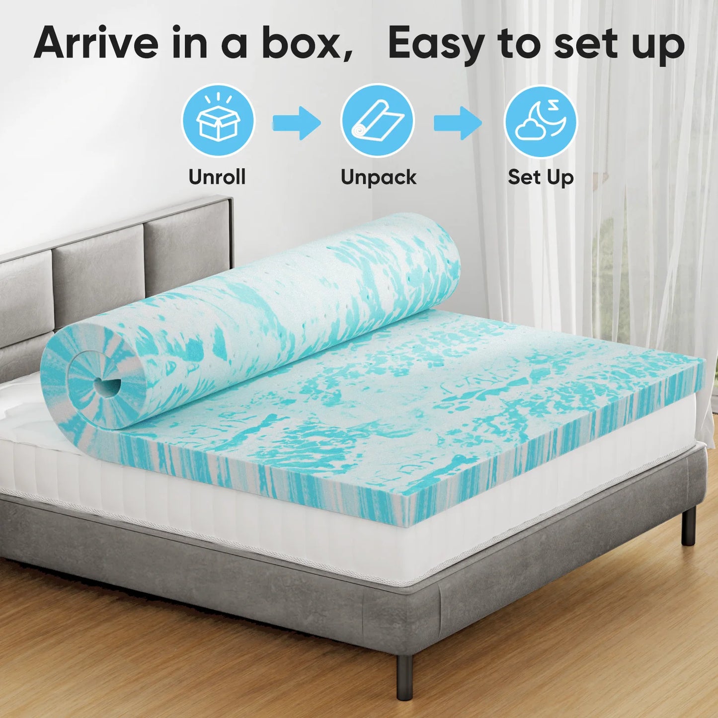 JHK 2 or 3 Inch Gel Memory Foam Cooling Mattress Topper