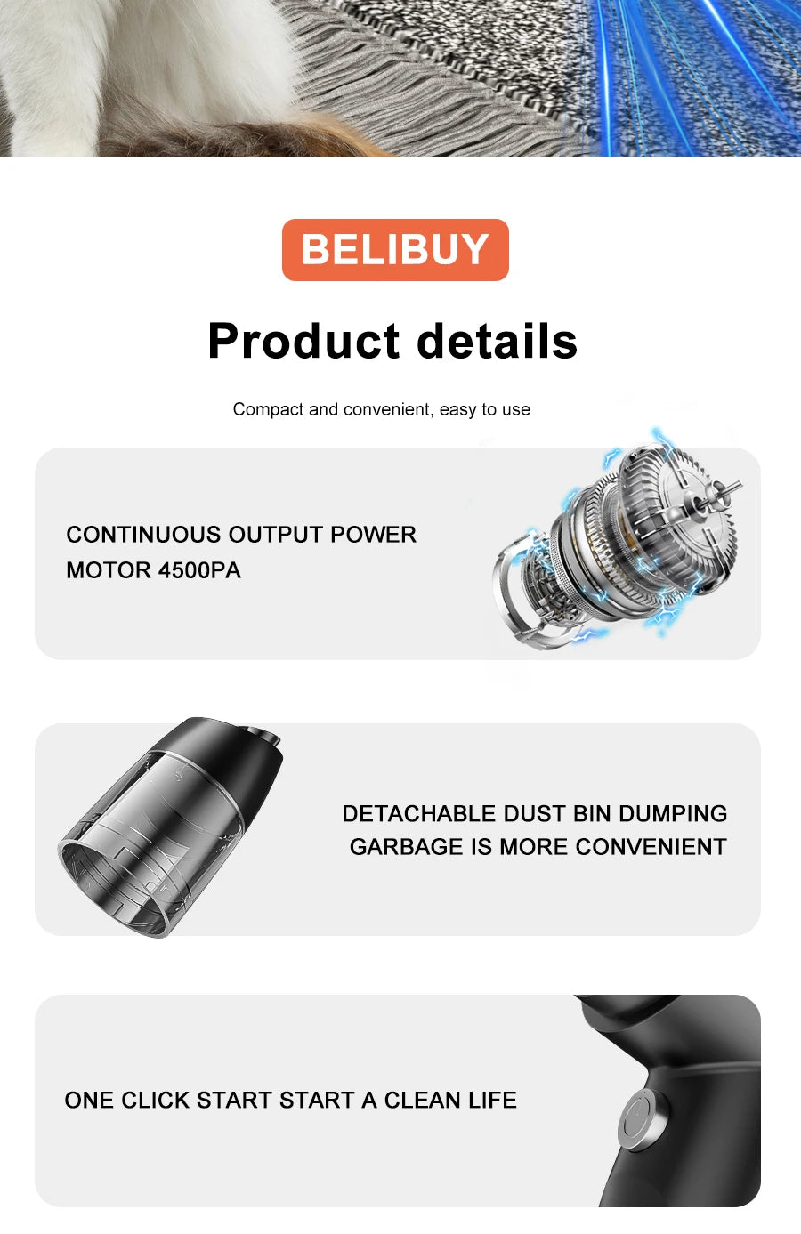 BELIBUY High Power Portable Vacuum Cleaner