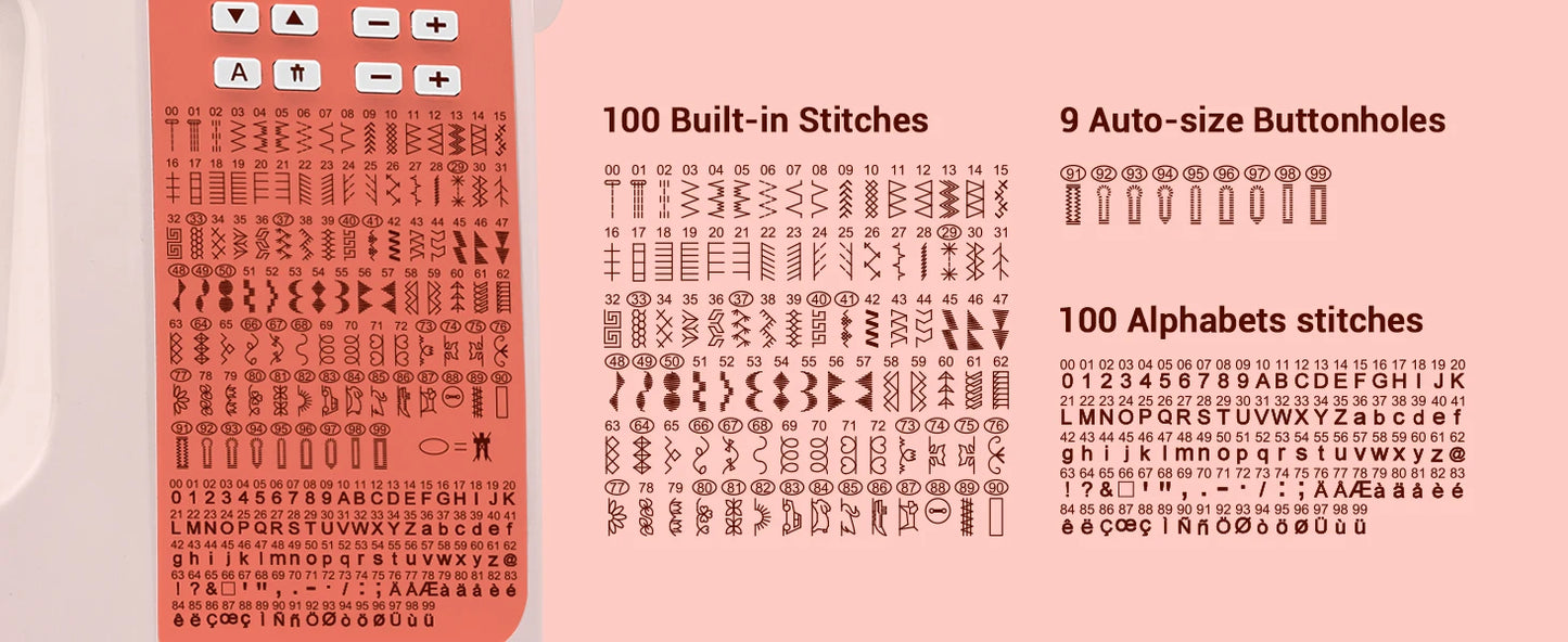 POOLIN EOC02 Computerized Sewing Machine, Heavy Duty Home Use with 200 Built-in Stitches & Portable Handle