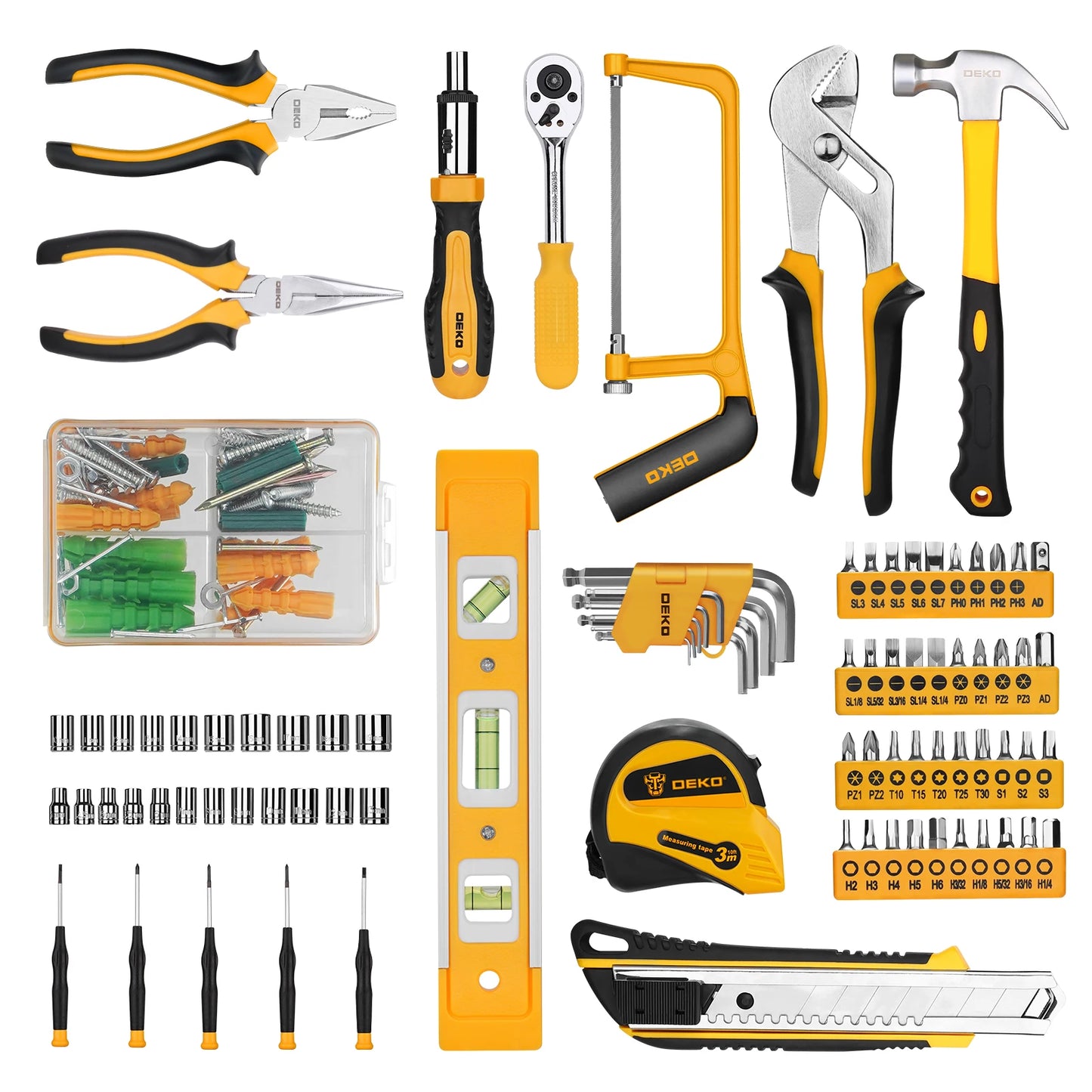 DEKO 228 Piece Auto Repair Tool and Hand Tool Kit