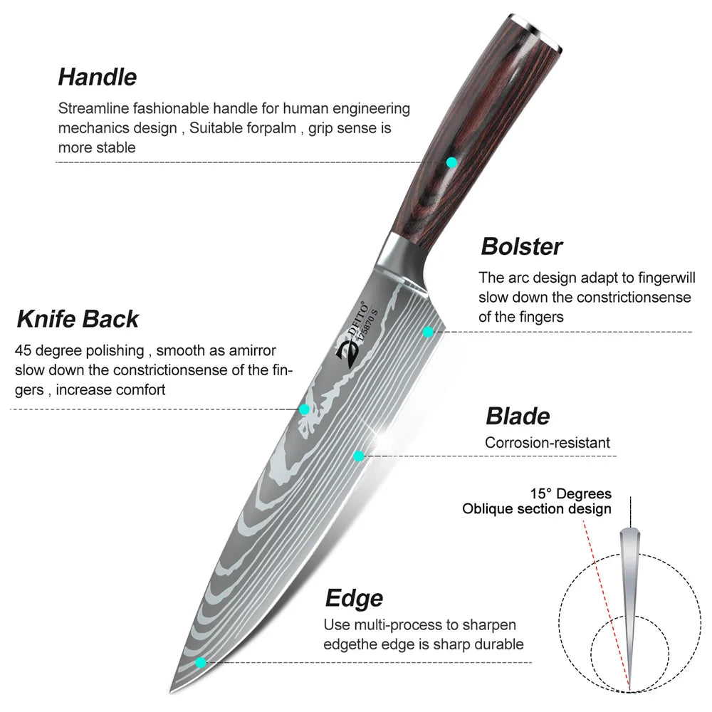 MDHAND 8pcs Kitchen Knife Set