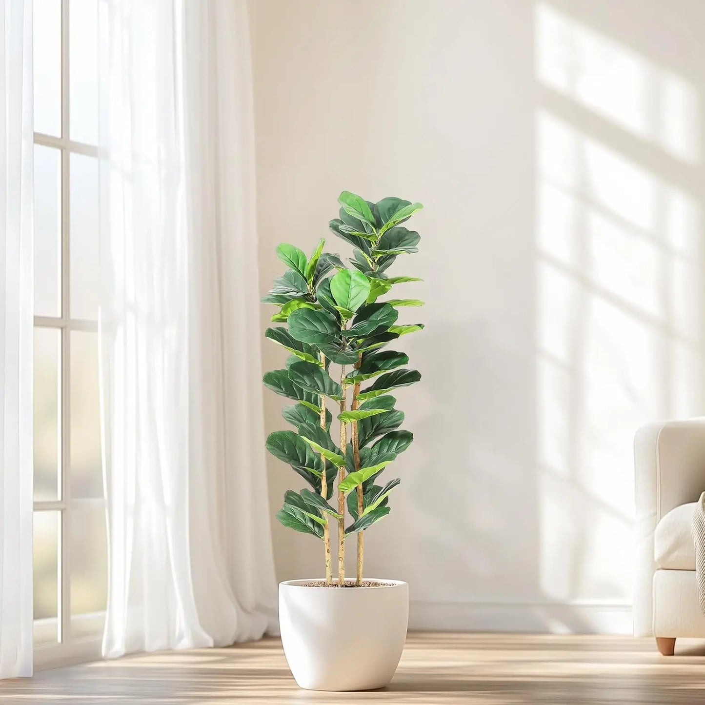 5 or 7FT Artificial Fiddle Leaf Fig Tree with Pot