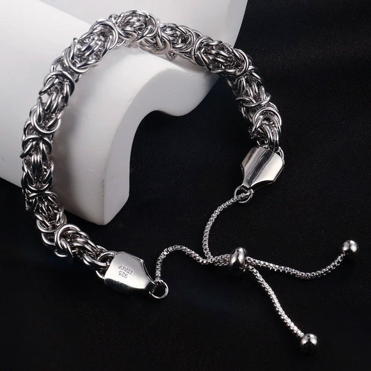 Byzantine Emperor Chain Bracelet 925 Sterling Silver Adjustable
