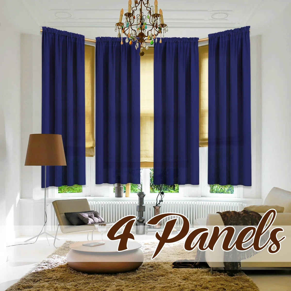 4 Panels Light Filtering Rod Pocke Soft Touch Curtains