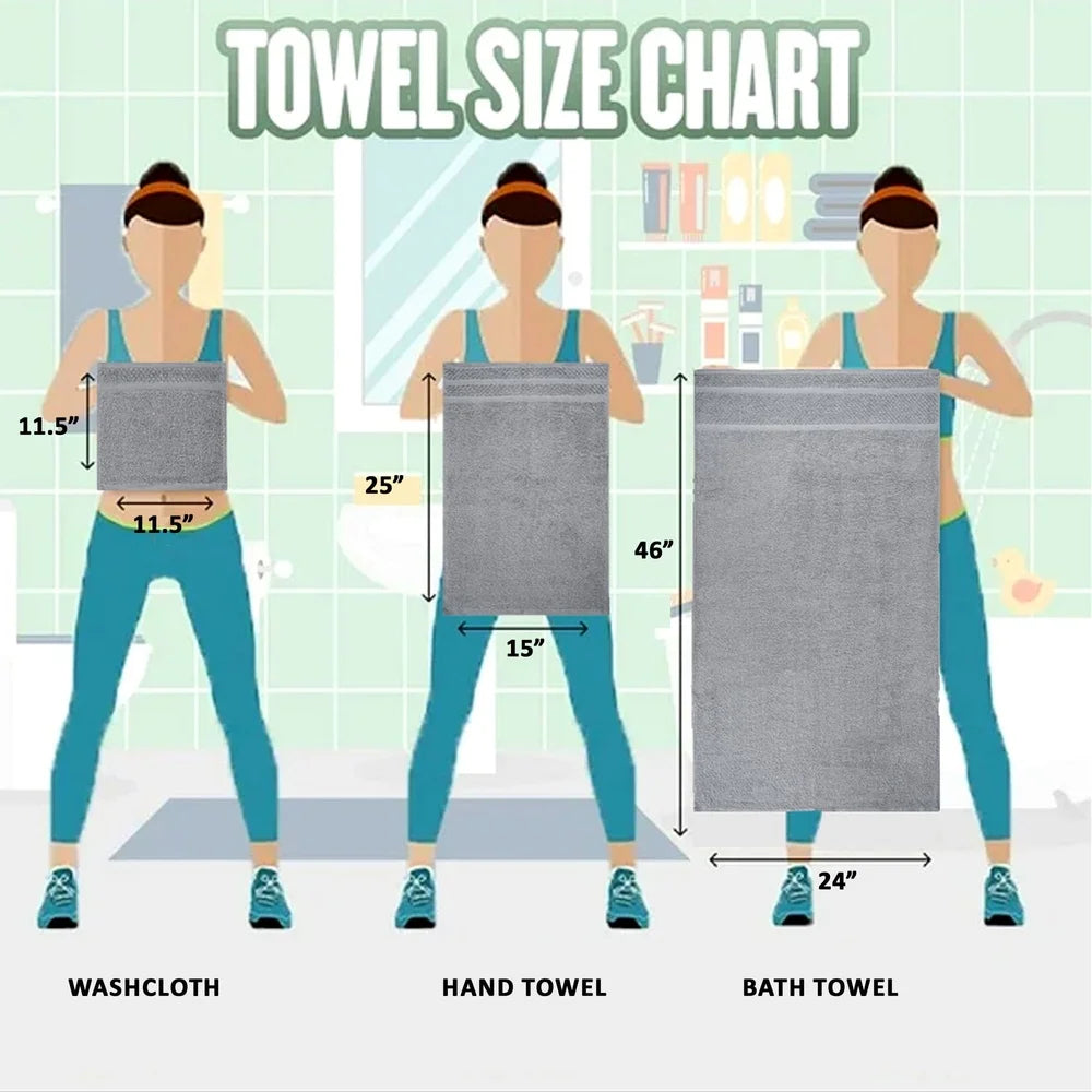 10 Piece Cotton Towel Set Bath, Hand  and Washcloths