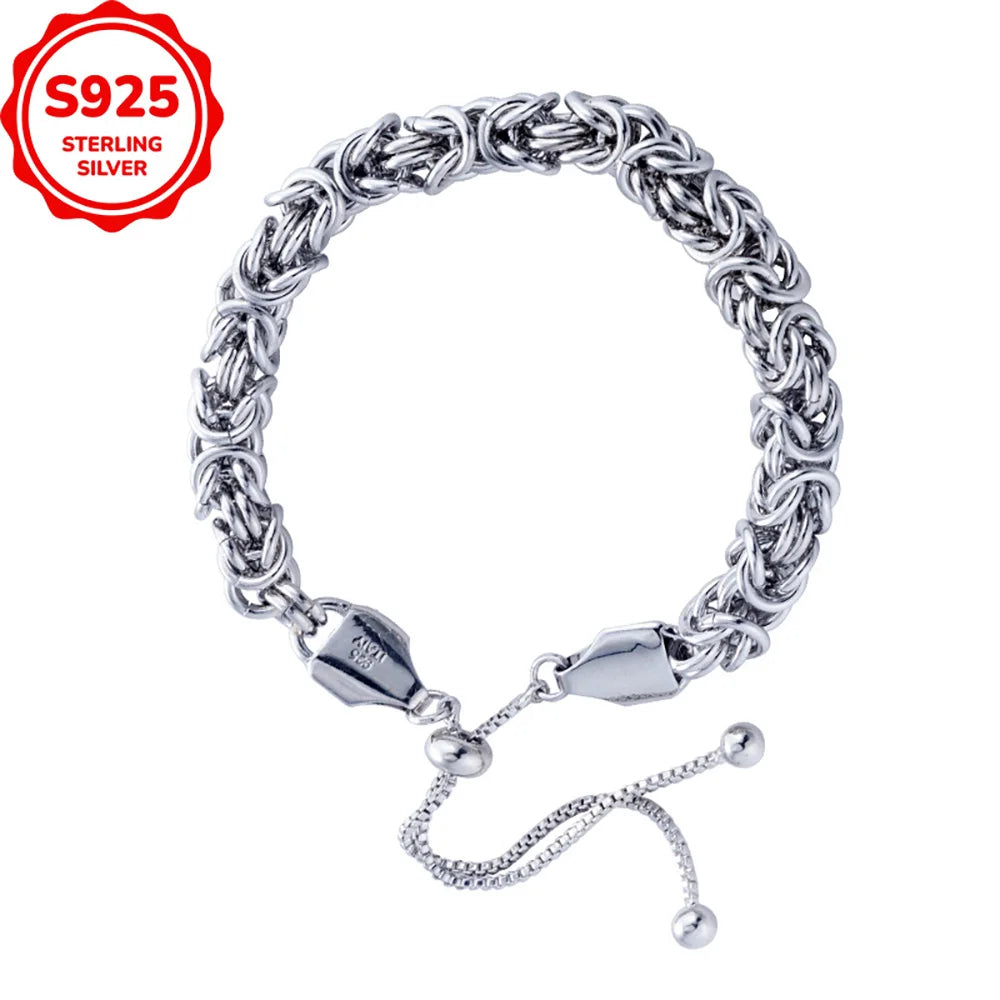 Byzantine Emperor Chain Bracelet 925 Sterling Silver Adjustable