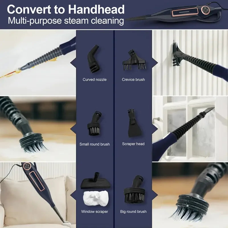 1300W Steam Mop Cleaner with Rotating Mop Pad