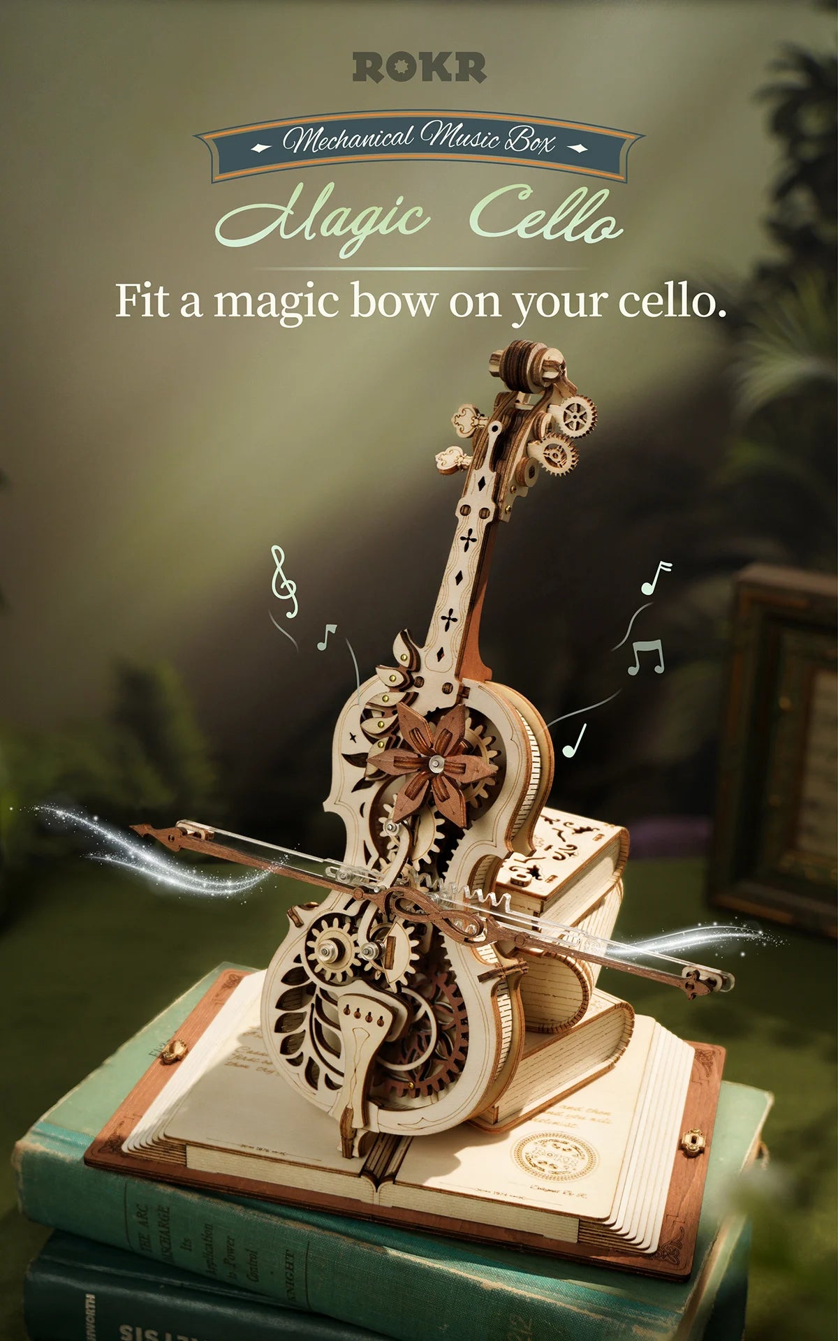 Robotime ROKR 3D Wooden Puzzle Magic Cello Music Box