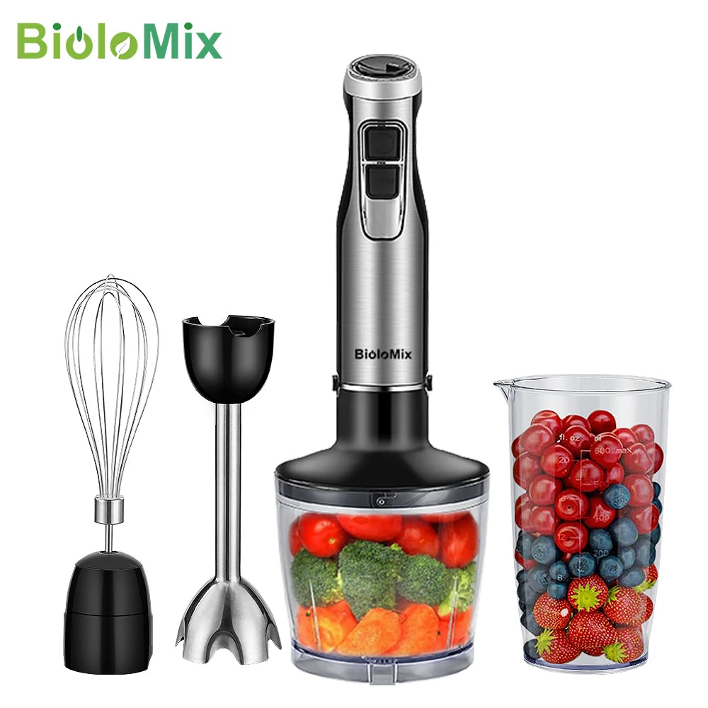 BioloMix 4 in 1 High Power 1200W Immersion Hand Stick Blender Stainless Steel Ice Blades