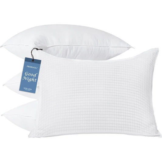 Set of 4 Queen Size Grid Hotel Bed Pillows