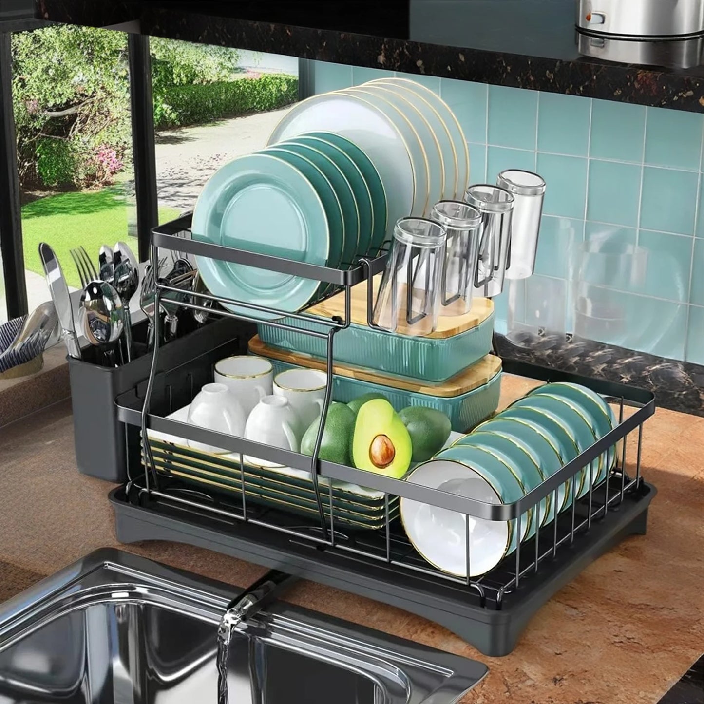 Large 2-tier dish drying rack