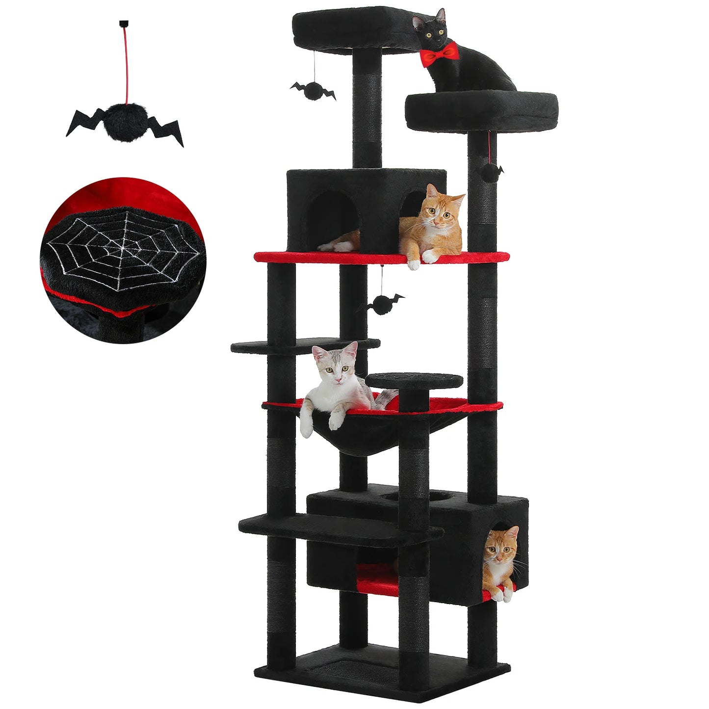 Multi-Level Cat Tower with Scratching Posts, Hammock and Cat Condo