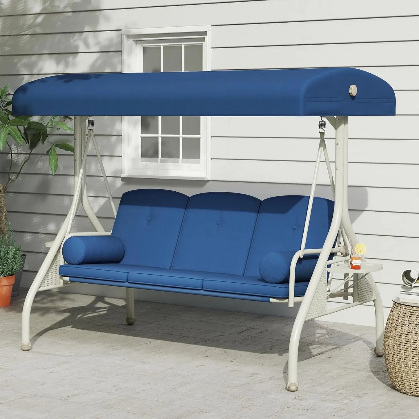 3 Person Patio Swing with Canopy And Stand