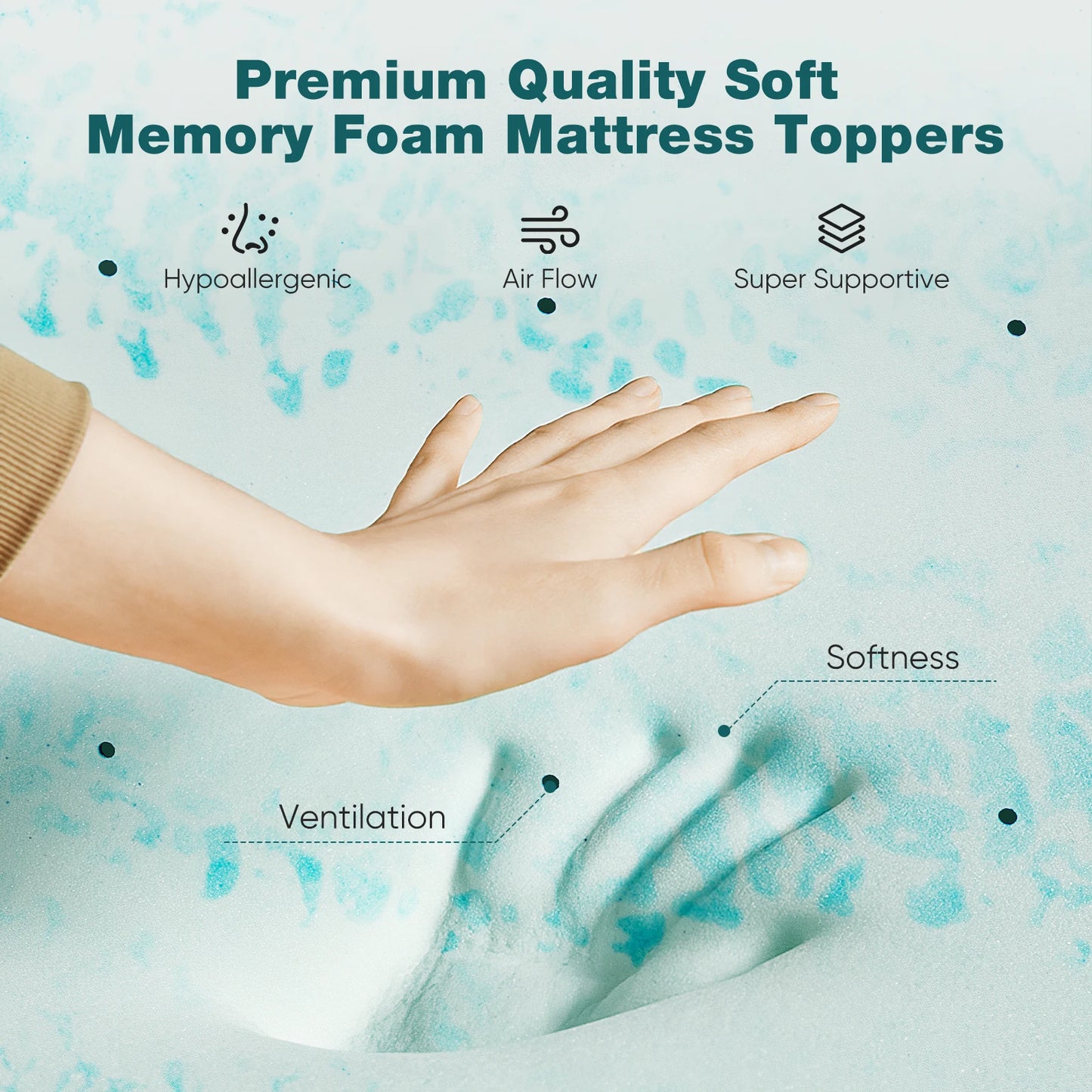 JHK 2 or 3 Inch Gel Memory Foam Cooling Mattress Topper